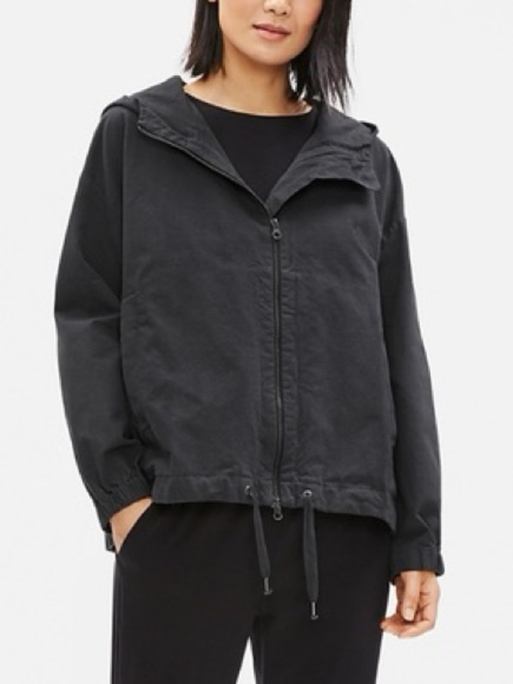 Eileen Fisher Sueded Organic Hemp Hooded Jacket Costal Laganlook Minimalist SP